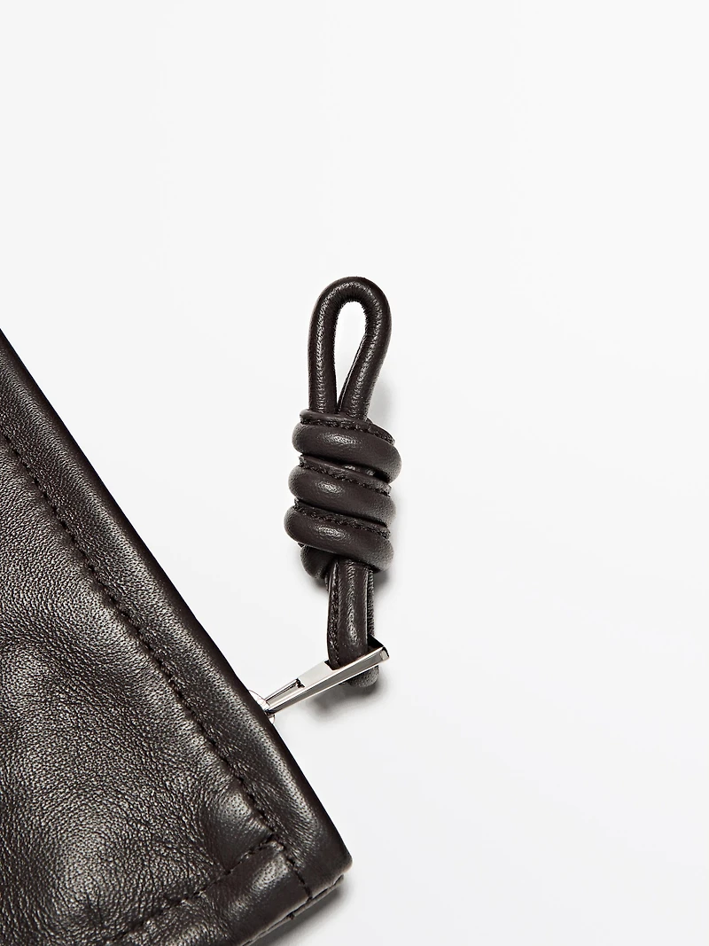 Small nappa leather pouch bag with knot