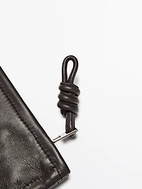 Small nappa leather pouch bag with knot