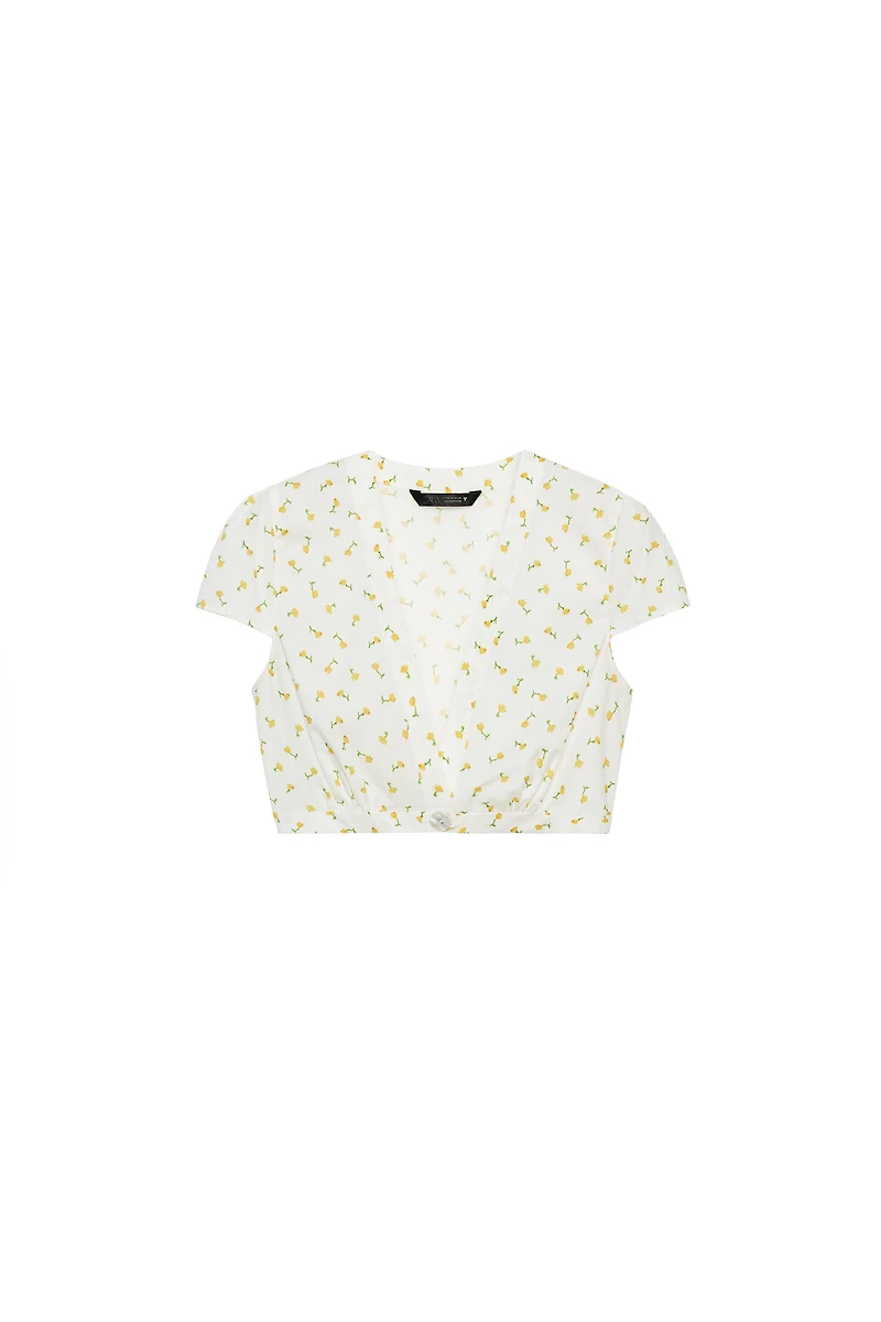 FLORAL POPLIN CROP TOP