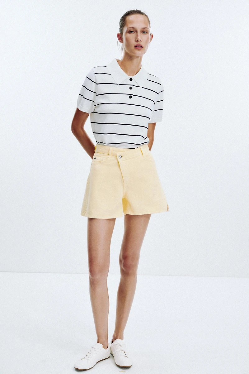 Z1975 HIGH-WAISTED CROSSOVER WAIST DENIM SHORTS