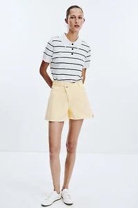 Z1975 HIGH-WAISTED CROSSOVER WAIST DENIM SHORTS