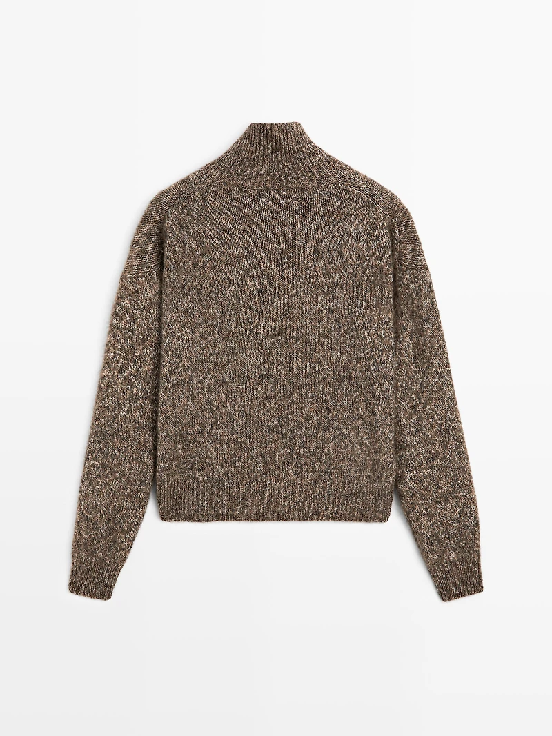 Mouliné knit alpaca and wool blend turtleneck sweater