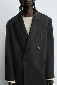 STRIPED DOUBLE BREASTED SUIT BLAZER