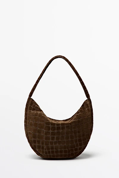 Split suede leather slouchy mini bag