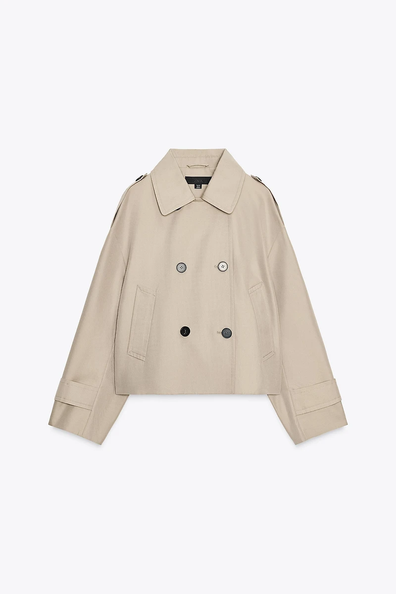 DOUBLE BREASTED SHORT TRENCH COAT