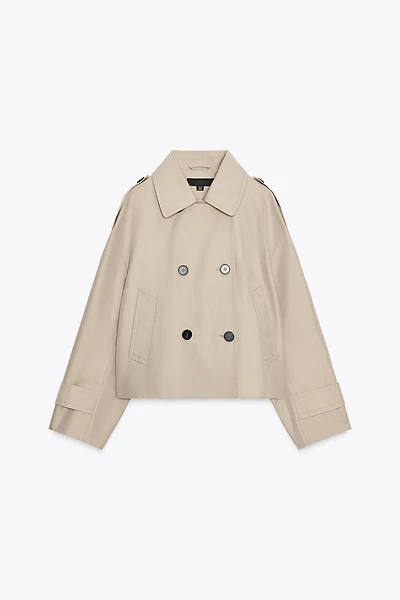 DOUBLE BREASTED SHORT TRENCH COAT