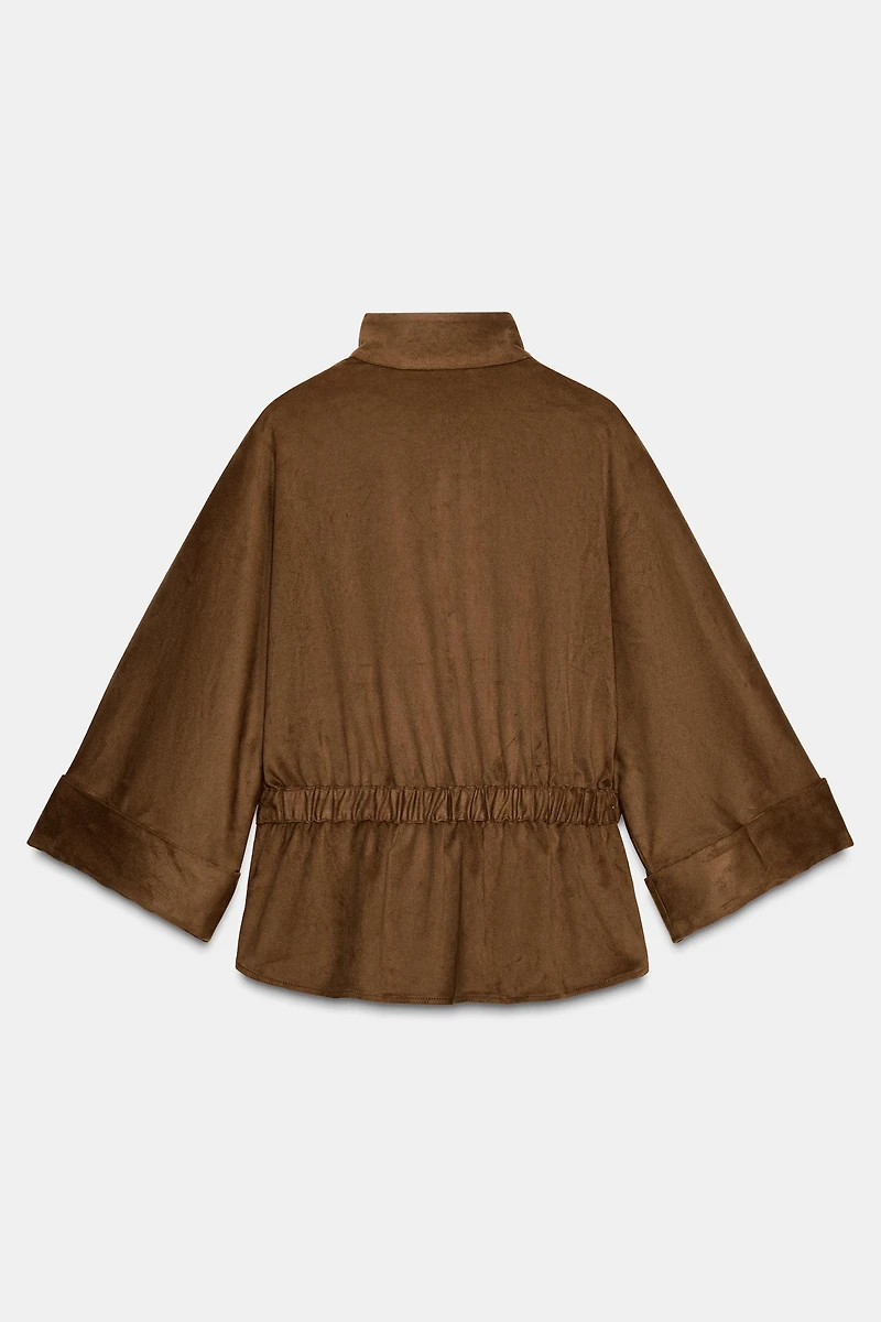 FAUX SUEDE SAFARI SHIRT