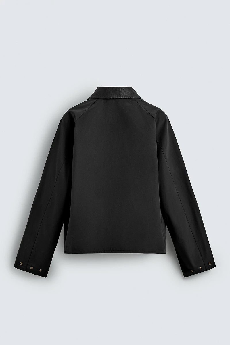 CONTRAST COLLAR OVERSHIRT
