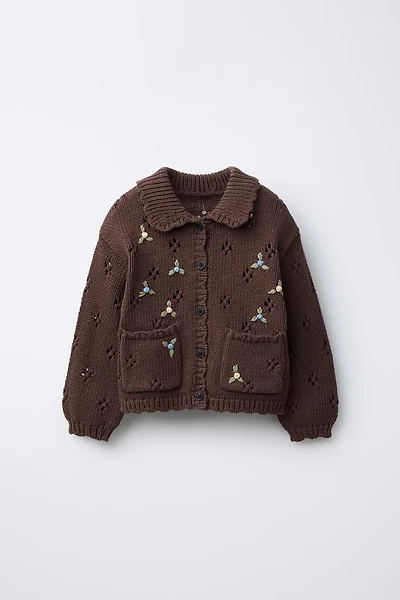 EMBROIDERED KNIT CARDIGAN