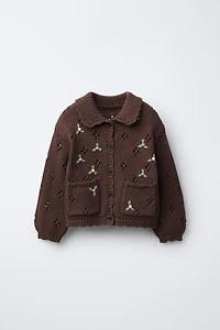 EMBROIDERED KNIT CARDIGAN