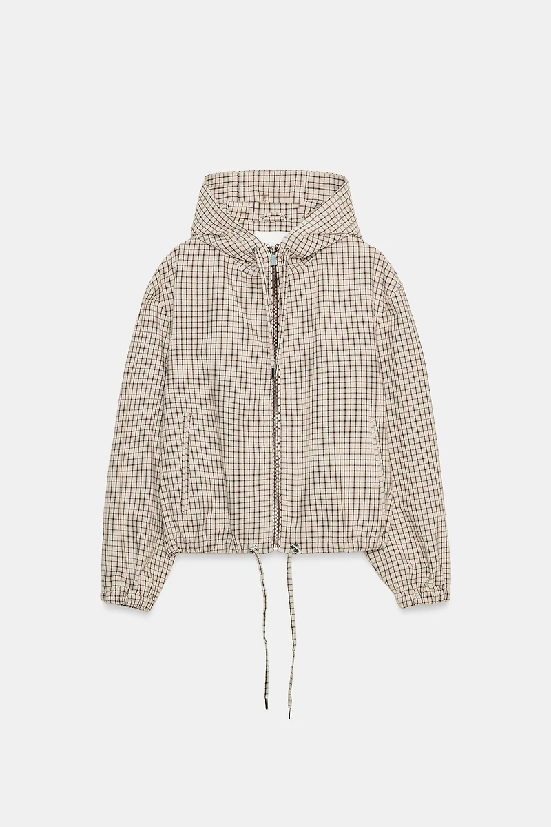 PLAID HOODED JACKET