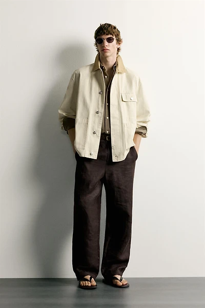 RELAXED FIT CONTRAST COLLAR JACKET