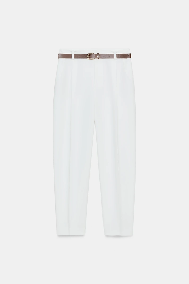 BELTED PLEATED PANTS