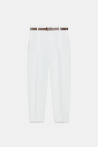 BELTED PLEATED PANTS