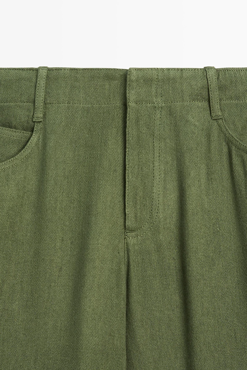 Straight linen blend pants