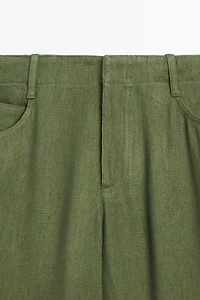 Straight linen blend pants