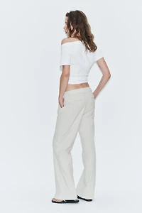 LOW-RISE STRIPED STRAIGHT LEG PANTS