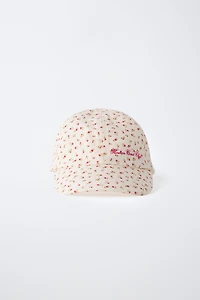 EMBROIDERED TEXT FLORAL CAP