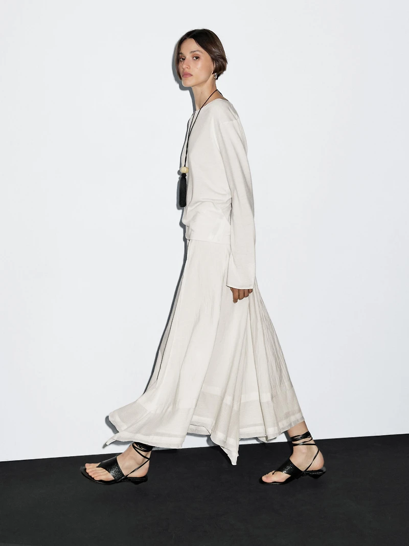 Wool blend boat neck sweater