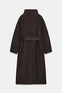 SOFT HIGH-NECK BELTED COAT