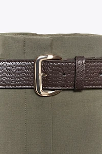 PAPER BAG BELTED PANTS