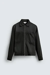 DENIM ZIP-UP OVERSHIRT