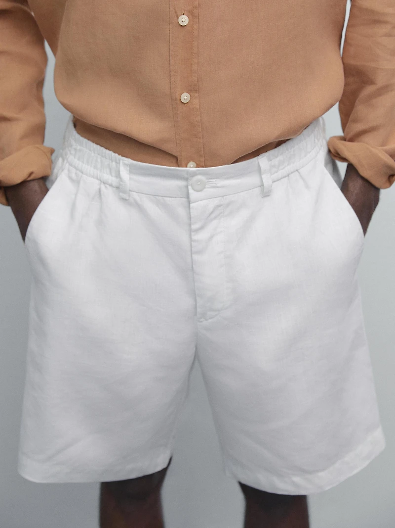 Bermuda semi-jogger 100 % lin
