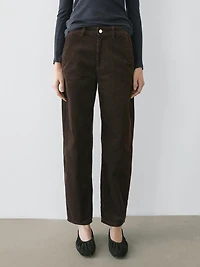 Pantalon barrel fit en velours côtelé