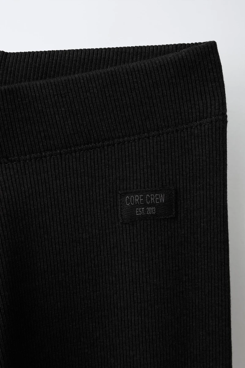 LABEL DETAIL RIBBED LEGGINGS