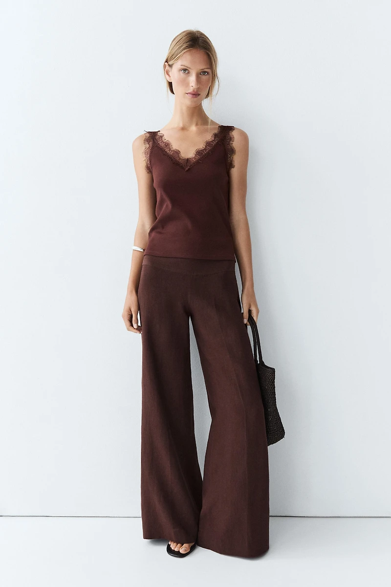Strappy lace-trim top