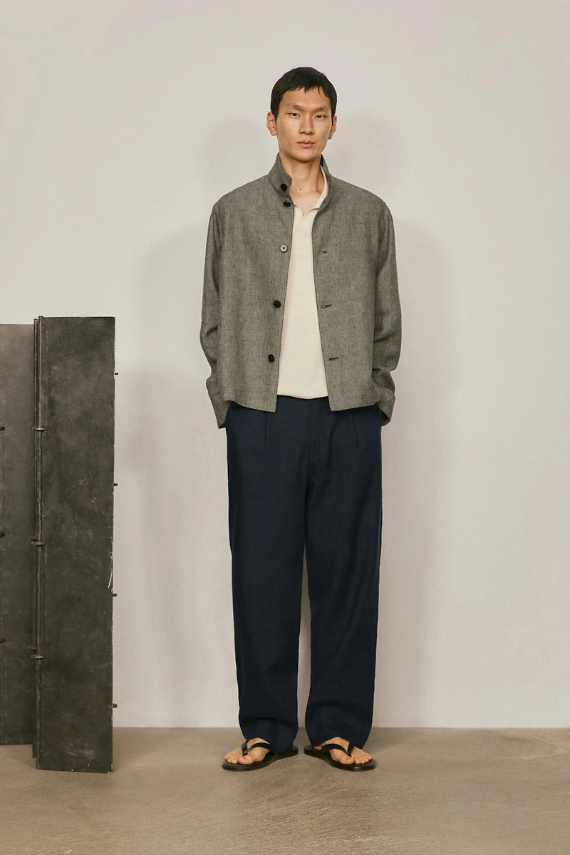 Blouson bomber à chevrons en lin - LIMITED EDITION
