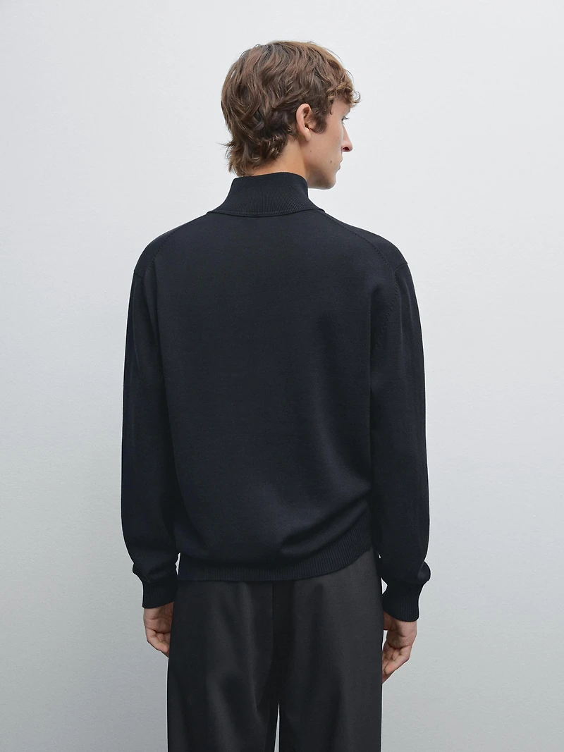 Pull en maille à col camionneur zipp