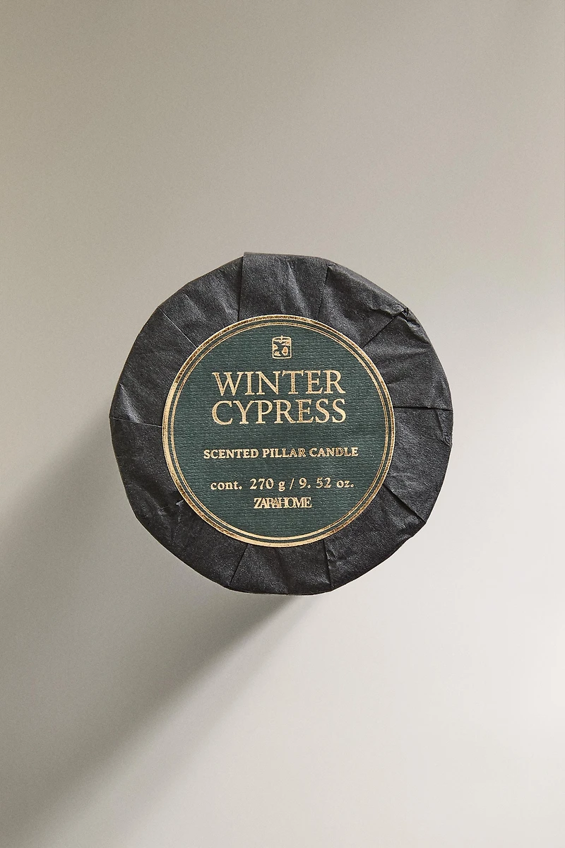 WINTER CYPRESS SMALL CYLINDRICAL SCENTED CANDLE