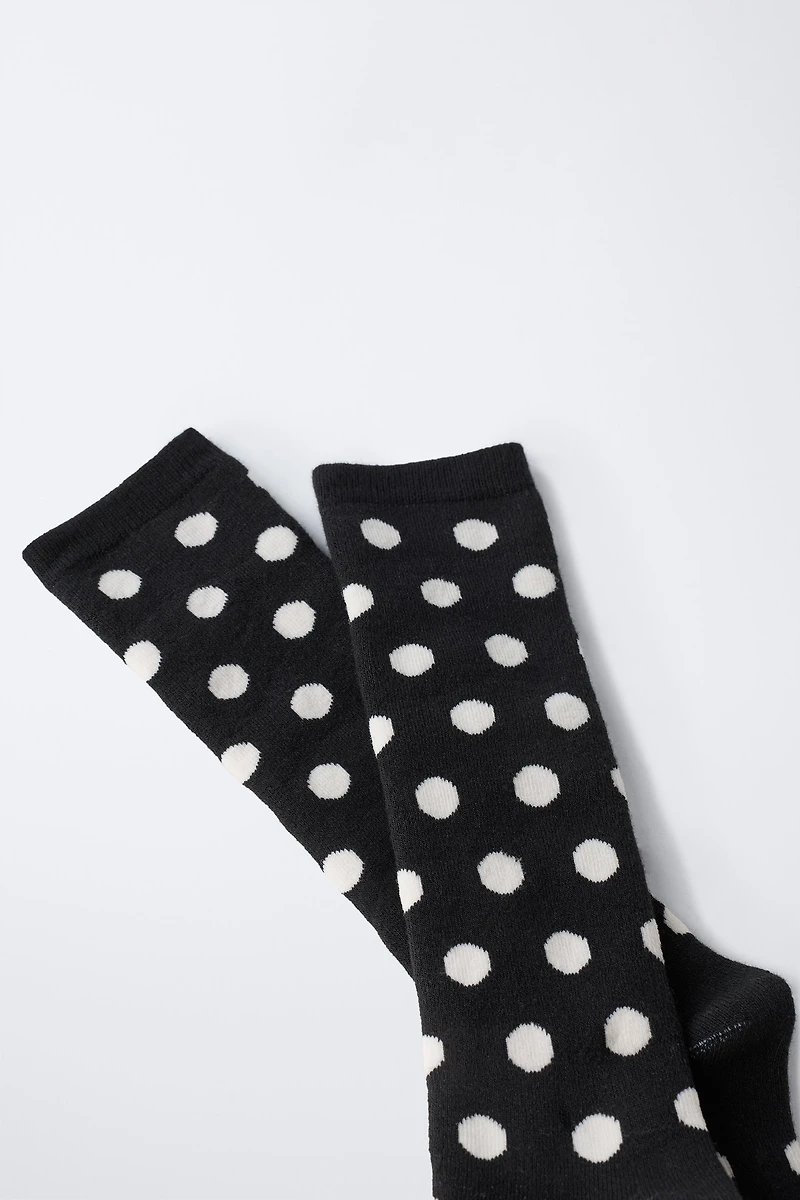 THERMAL POLKA DOT KNEE SOCKS