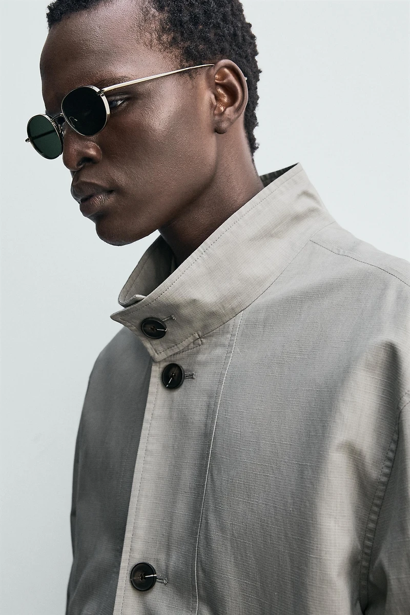 BLOUSON COUPE DÉCONTRACTÉE À CARREAUX TEXTURÉS