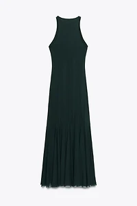 LONG TULLE GODET DRESS