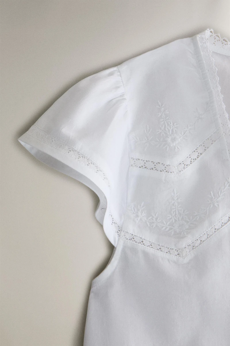 T-SHIRT DENTELLE ET BRODERIE