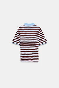 STRIPED KNIT POLO SHIRT