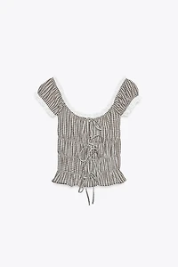 GINGHAM LACE TOP
