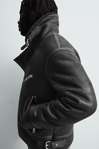 COMBINATION FAUX LEATHER JACKET