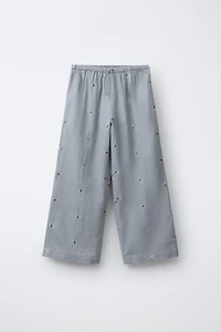 SEQUIN COTTON AND LINEN PANTS