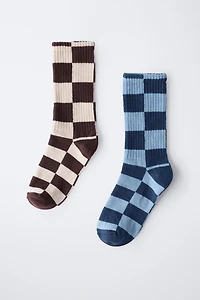 TWO-PACK OF CHECKERBOARD LONG SOCKS