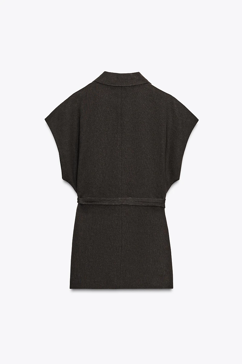 ZW COLLECTION DOUBLE BREASTED LINEN VEST