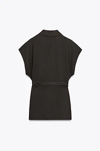 ZW COLLECTION DOUBLE BREASTED LINEN VEST