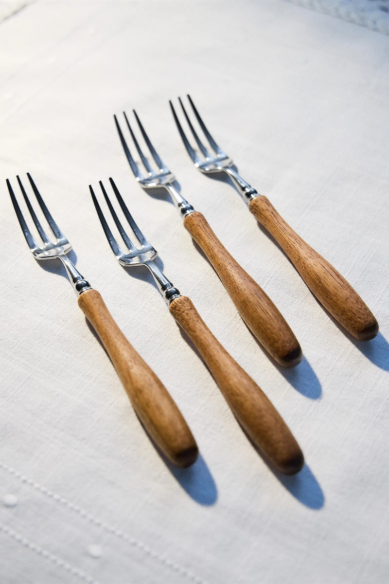 PACK OF ACACIA WOOD HANDLE BRUNCH FORKS (PACK OF 4)