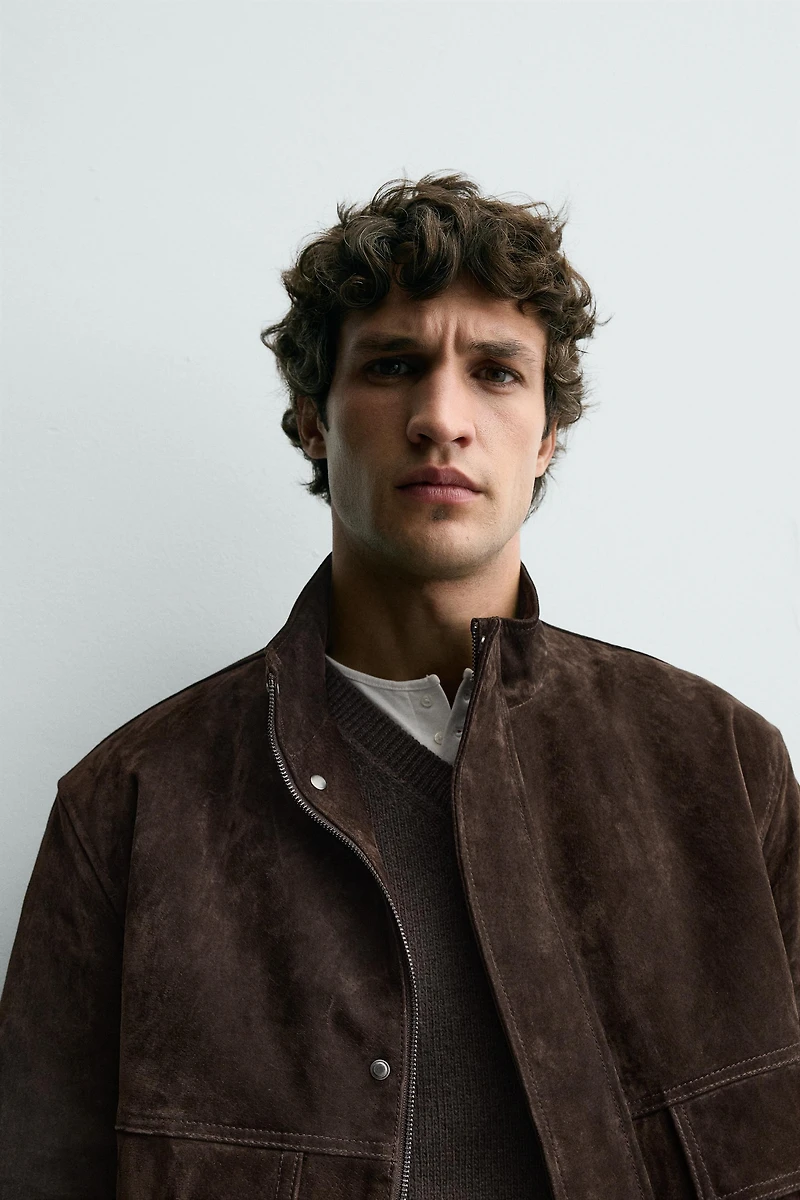 BLOUSON EN CUIR CROÛTE DE