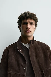 BLOUSON EN CUIR CROÛTE DE