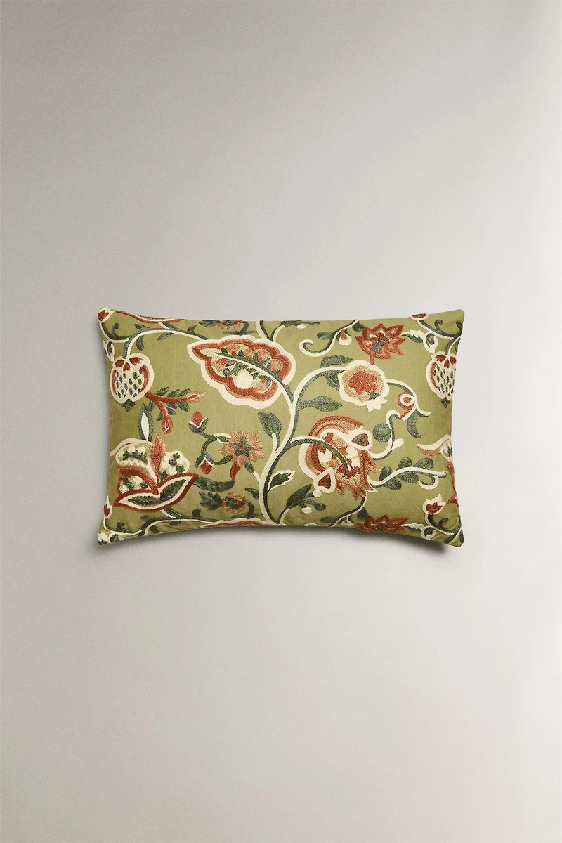 EMBROIDERED THROW PILLOW COVER