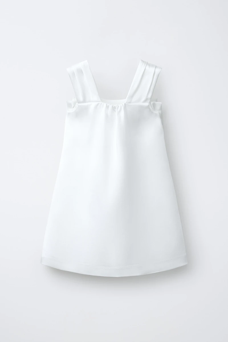 SATIN EFFECT BOW DRESS