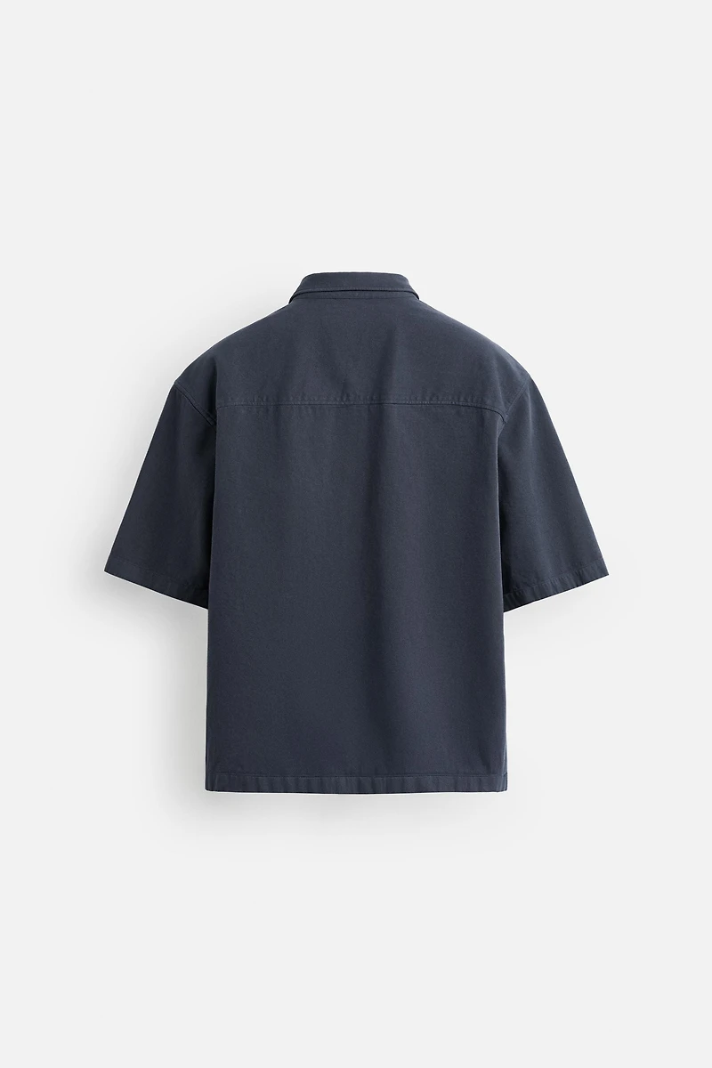 EMBROIDERED TEXTURED OVERSHIRT